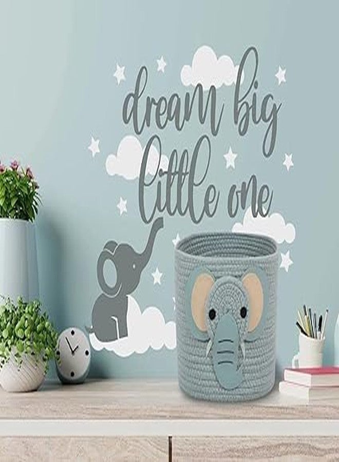 DOLCE CASA Kids Rope Storage Basket with Lid - Elephant Character - Foldable Toy & Diaper Storage Bin - Image 4